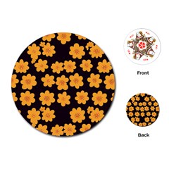 Retro 40s 50s Flowers Pattern Halloween 4 Playing Cards Single Design (round) by violetheavensky