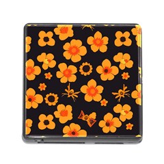 Retro 40s 50s Flowers Pattern Halloween Memory Card Reader (square 5 Slot) by violetheavensky