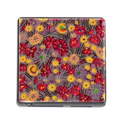 Mid Century Retro Floral 1970s 1960s Pattern 90 Memory Card Reader (square 5 Slot) by violetheavensky