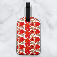Mid Century Retro Floral 1970s 1960s Pattern 91 Nappa Leather Luggage Tag Rectangle by violetheavensky