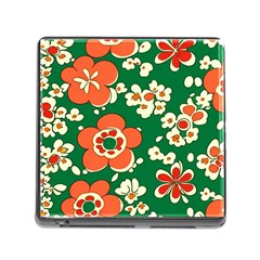 Mid Century Retro Floral 1970s 1960s Pattern 94 Memory Card Reader (square 5 Slot) by violetheavensky
