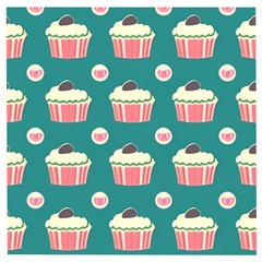 Retro 40s 50s Cupcake Pattern 2 Wooden Puzzle Square by violetheavensky