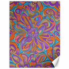 Mid Century Retro Floral 1970s 1960s Pattern 75 Canvas 36  X 48  by violetheavensky