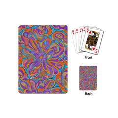 Mid Century Retro Floral 1970s 1960s Pattern 75 Playing Cards Single Design (mini) by violetheavensky
