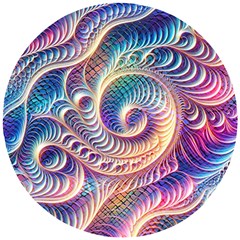 Abstract Fractal Art Swirl Pattern Wooden Puzzle Round by Salmanaz77