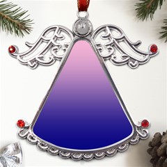Cotton Candy Pink To Navy Blue Linear Gradient Metal Angel With Crystal Ornament by GradientsOmbre