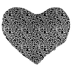 Black White Giraffe Pattern Large 19  Premium Heart Shape Cushions by DinkovaArt