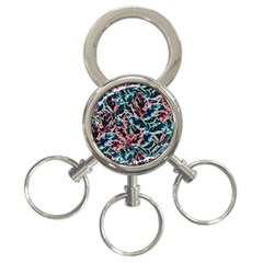 Leaves Nature Pattern Patterns Colorful 3-ring Key Chain by Tsamara