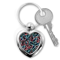 Leaves Nature Pattern Patterns Colorful Key Chain (heart) by Tsamara