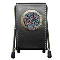 Leaves Nature Pattern Patterns Colorful Pen Holder Desk Clock by Tsamara