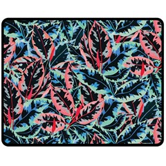Leaves Nature Pattern Patterns Colorful Fleece Blanket (medium) by Tsamara