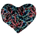 Leaves Nature Pattern Patterns Colorful Large 19  Premium Flano Heart Shape Cushions Back