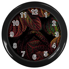 Leaves Plant Contrast Carved Nature Wall Clock (black) by Tsamara