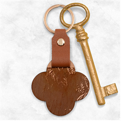 Leaves Plant Contrast Carved Nature Engraved Wood Key Chain by Tsamara