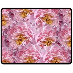 Peonies Nature Bloom Blossom Pink Fleece Blanket (medium) by Tsamara