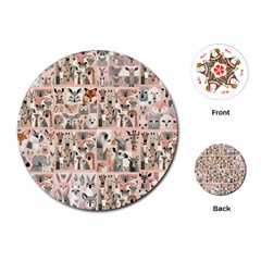 Mix Animals Playing Cards Single Design (round) by DinkovaArt