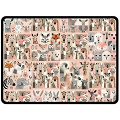 Mix Animals 80  X 56  Two Sides Fleece Blanket (large) by DinkovaArt