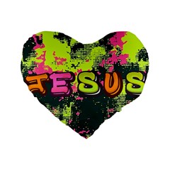 Neon Jesus 8375771 Standard 16  Premium Heart Shape Cushions by Jabberwonkers
