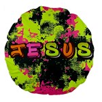 Neon Jesus 8375771 Large 18  Premium Flano Round Cushions Front