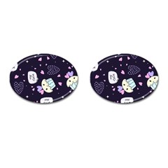 Cupcake Doodle Heart Love Cufflinks (oval) by Posterlux