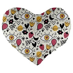 Eye Seesit Large 19  Premium Flano Heart Shape Cushions by Posterlux