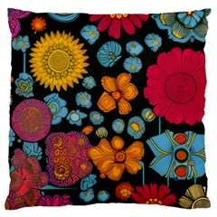 Mid Century Retro Floral 1970s 1960s Pattern 77 Standard Premium Plush Fleece Cushion Case (one Side) by violetheavensky