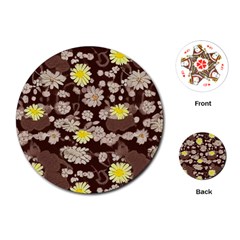 Mid Century Retro Floral 1970s 1960s Pattern 84 Playing Cards Single Design (round) by violetheavensky
