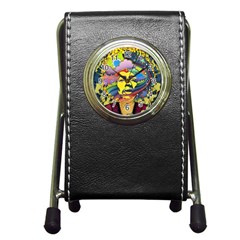 Psychedelic Rock Jimi Hendri Pen Holder Desk Clock by Tsamara