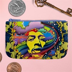 Psychedelic Rock Jimi Hendri Large Coin Purse by Tsamara