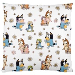 Bluey, Bluey Merch, Bluey Pattern, Bluey Bluey, Bingo, Bluey Design, Bluey Dog Large Cushion Case (one Side) by avitendut