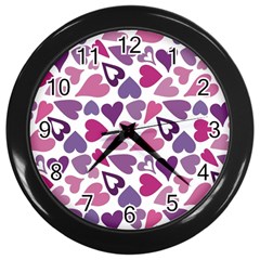 Heart Pattern Repetition Background Wall Clock (black) by Tsamara