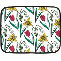 Flowers Bloom Pattern Spring 35 x27  Two Sides Fleece Blanket (mini) by Tsamara