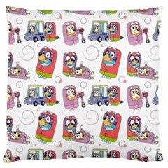 Bluey, Bluey Merch, Bluey Pattern, Bluey Bluey, Bingo, Bluey Design, Bluey Dog Large Cushion Case (one Side) by avitendut