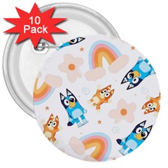 Bluey, Bluey Merch, Bluey Pattern, Bluey Bluey, Bingo, Bluey Design, Bluey Dog 3  Buttons (10 Pack)  by avitendut