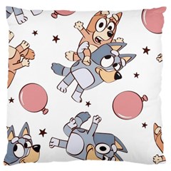 Bluey, Bluey Merch, Bluey Pattern, Bluey Bluey, Bingo, Bluey Design, Bluey Dog Large Cushion Case (one Side) by avitendut