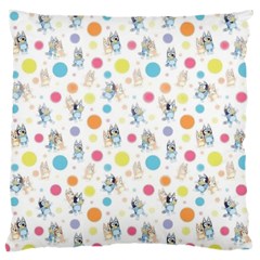Bluey, Bluey Merch, Bluey Pattern, Bluey Bluey, Bingo, Bluey Design, Bluey Dog Large Cushion Case (one Side) by avitendut