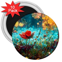 Flowers Detail Painting Nature 3  Magnets (10 Pack)  by Anend