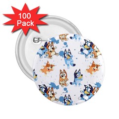 Bluey, Bluey Merch, Bluey Pattern, Bluey Bluey, Bingo, Bluey Design, Bluey Dog 2 25  Buttons (100 Pack)  by avitendut