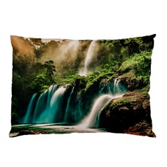 Waterfall Rocks Jungle Forest Pillow Case by Anend