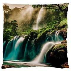 Waterfall Rocks Jungle Forest 16  Baby Flannel Cushion Case (two Sides) by Anend