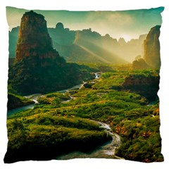 Mountains Trees Forest Standard Premium Plush Fleece Cushion Case (two Sides) by Anend