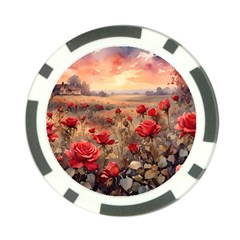 Roses Flower Field Sunset Nature Poker Chip Card Guard by Anend