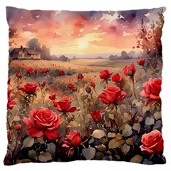 Roses Flower Field Sunset Nature 16  Baby Flannel Cushion Case (two Sides) by Anend