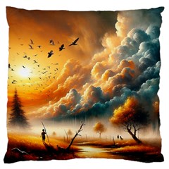 Nature Storm Painting Large Premium Plush Fleece Cushion Case (one Side) by Anend