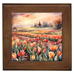 Tulips Field Tree Framed Tile by Anend