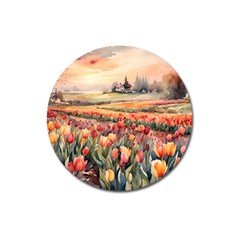 Tulips Field Tree Magnet 3  (round) by Anend