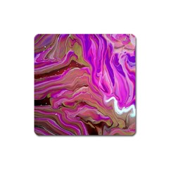 Magenta Waves Square Magnet by kaleidomarblingart