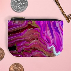 Magenta Waves Mini Coin Purse by kaleidomarblingart