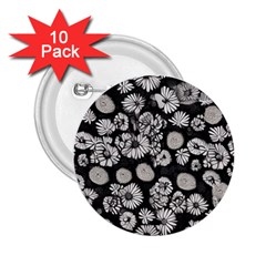 Mid Century Retro Floral 1970s 1960s Pattern 86 2 25  Buttons (10 Pack)  by violetheavensky