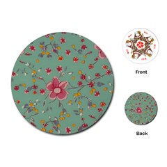 Mid Century Retro Floral 1970s 1960s Pattern 79 Playing Cards Single Design (round) by violetheavensky